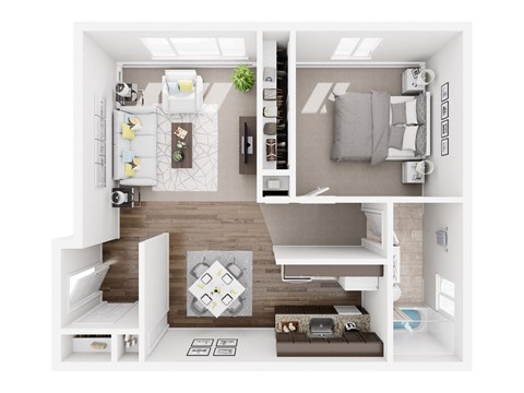 Floor plan for 1 bed, 1 bath, 625 sqft